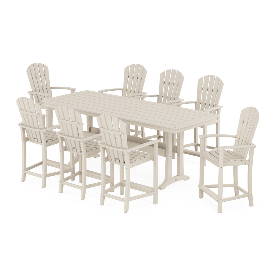 POLYWOOD Palm Coast 9-Piece Counter Set with Trestle Legs in Sand