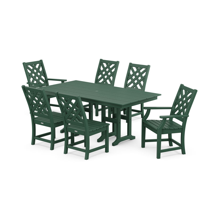 POLYWOOD Wovendale 7-Piece Farmhouse Dining Set in Green