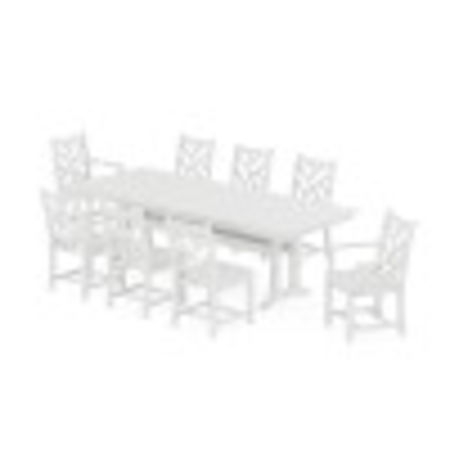 Chippendale 9-Piece Farmhouse Dining Set with Trestle Legs in White