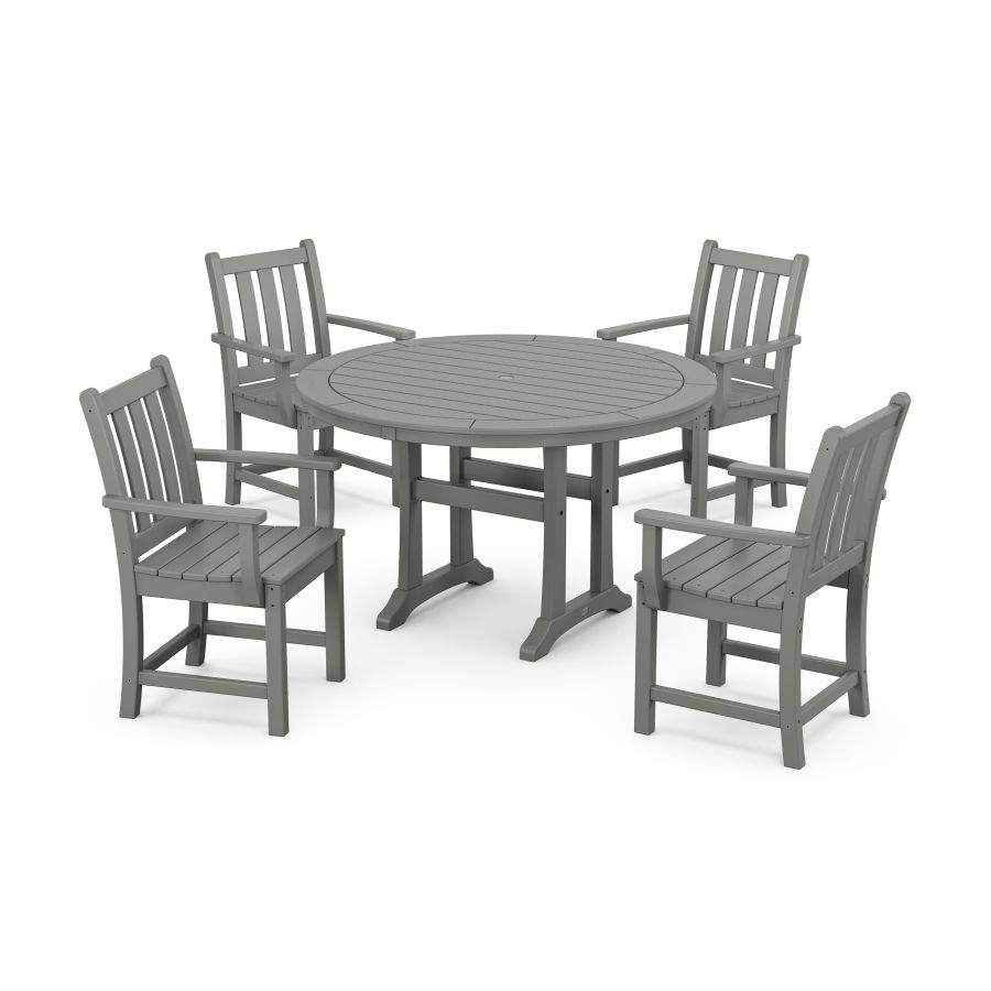 POLYWOOD Traditional Garden 5-Piece Round Dining Set with Trestle Legs