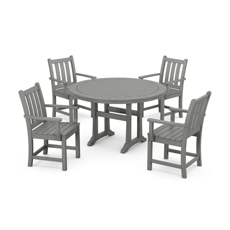 POLYWOOD Traditional Garden 5-Piece Round Dining Set with Trestle Legs