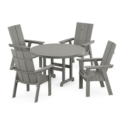 POLYWOOD Modern Curveback Adirondack 5-Piece Round Farmhouse Dining Set