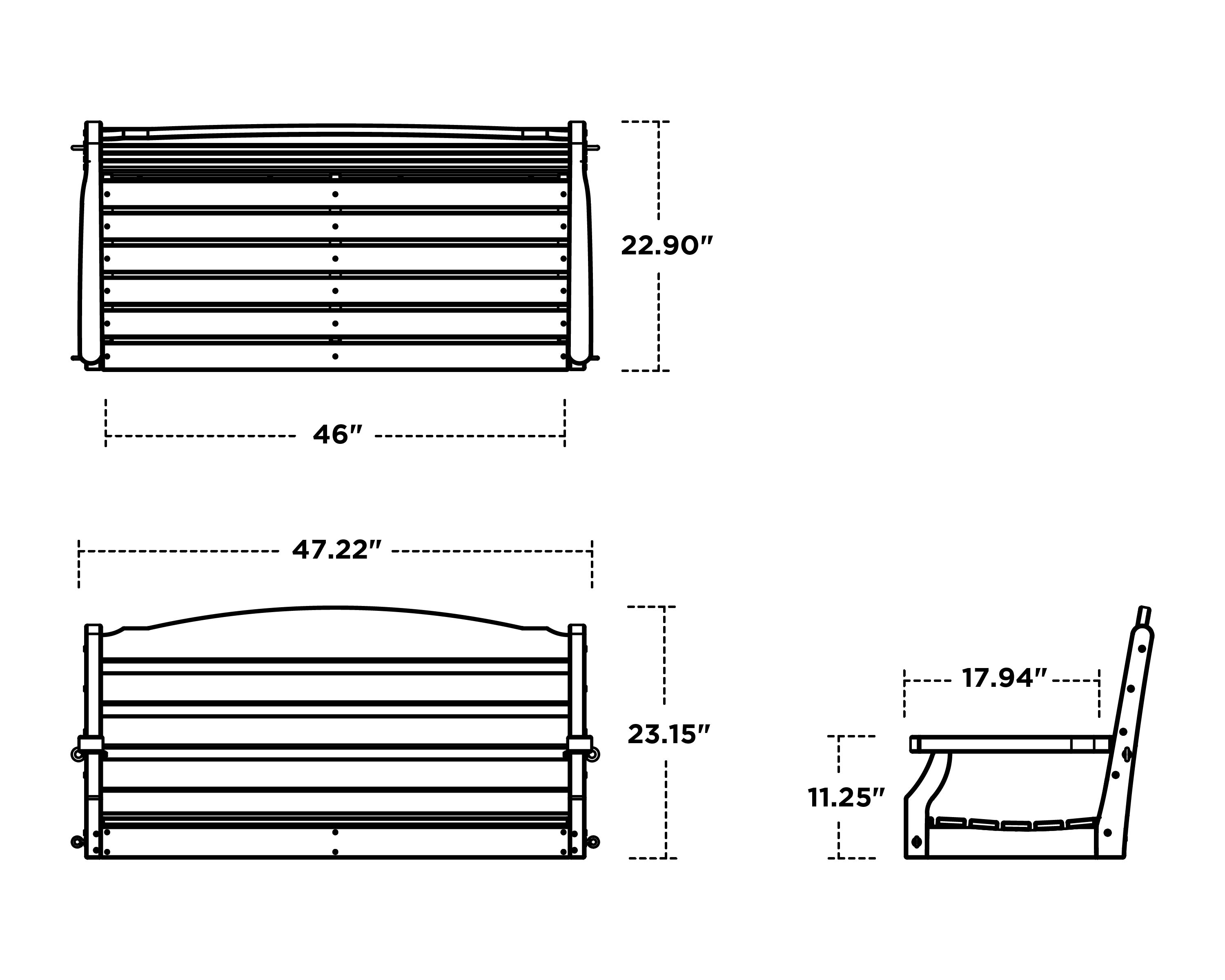 Dimensions for Savannah 48" Swing