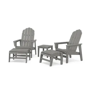 POLYWOOD 5-Piece Vineyard Grand Upright Adirondack Set with Ottomans and Side Table