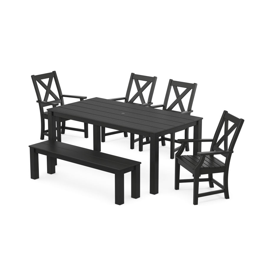 POLYWOOD Braxton 6-Piece Parsons Dining Set with Bench in Black