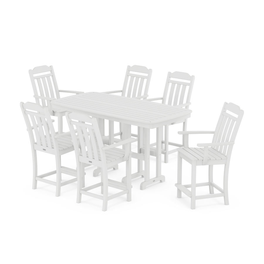 POLYWOOD Country Living Arm Chair 7-Piece Counter Set in White