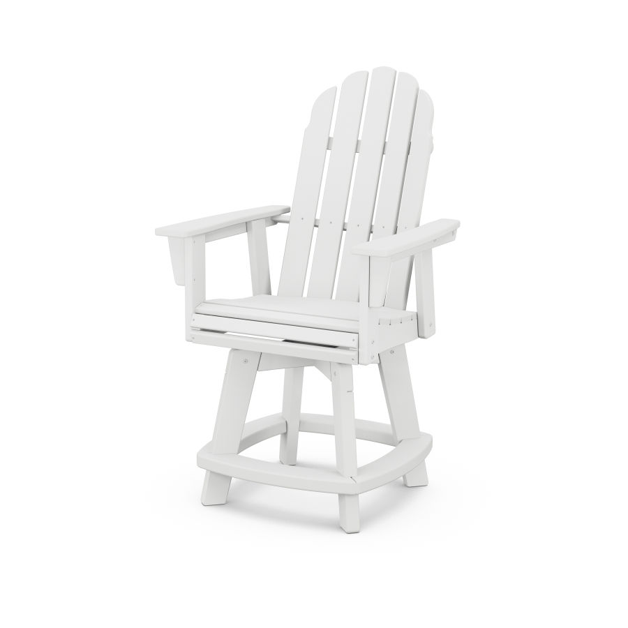 POLYWOOD Vineyard Adirondack Swivel Counter Chair in White