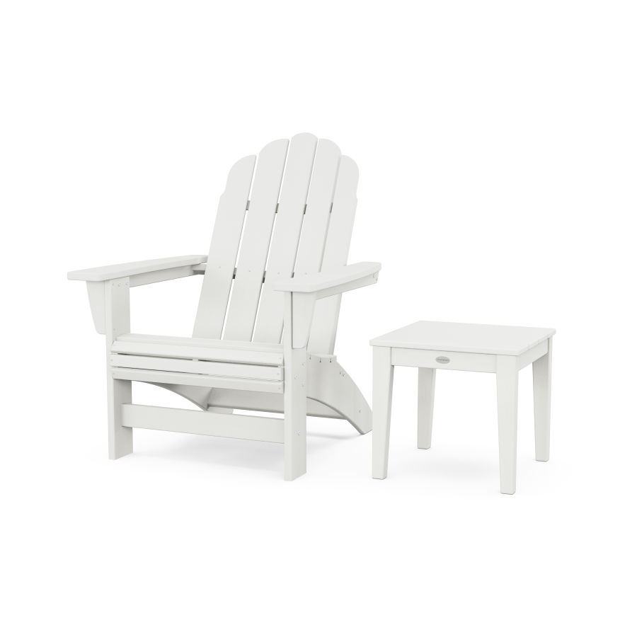 POLYWOOD Vineyard Grand Adirondack Chair with Side Table in Vintage White
