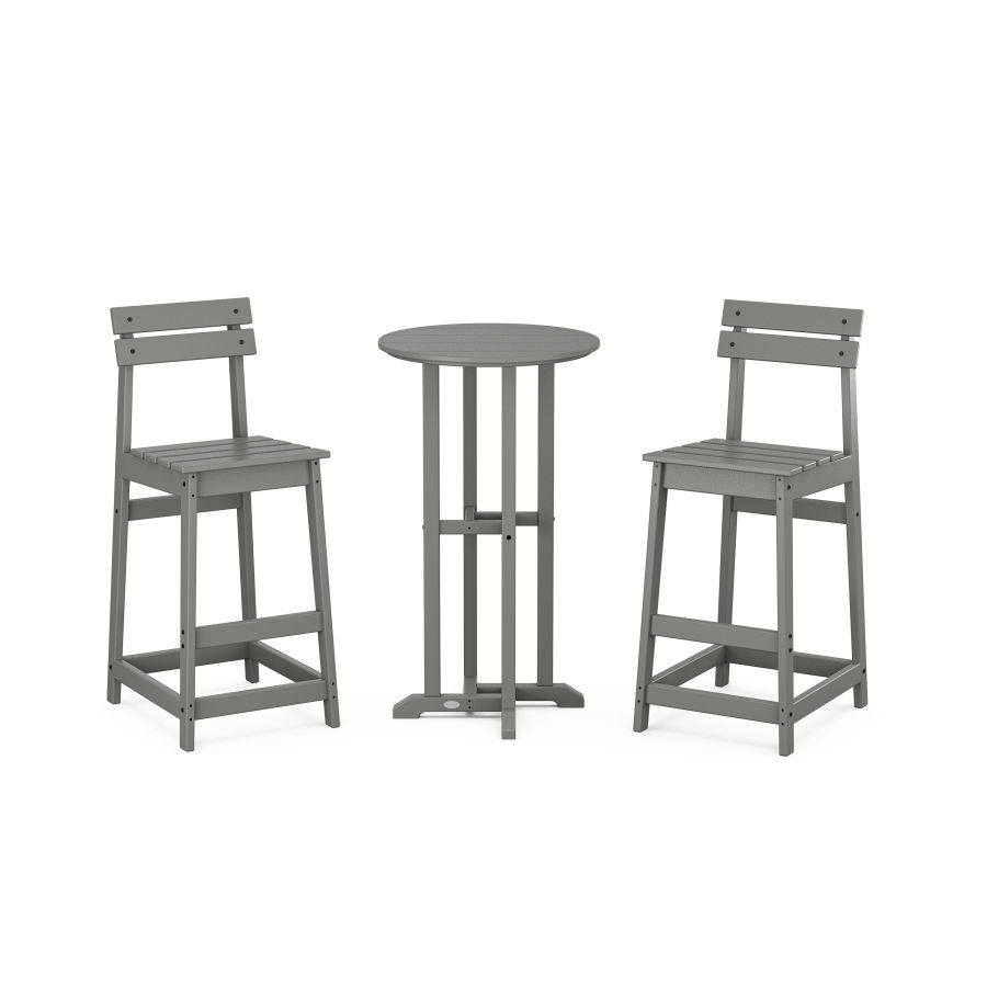 POLYWOOD Modern Studio Plaza Bar Chair 3-Piece Bistro Set in Slate Grey