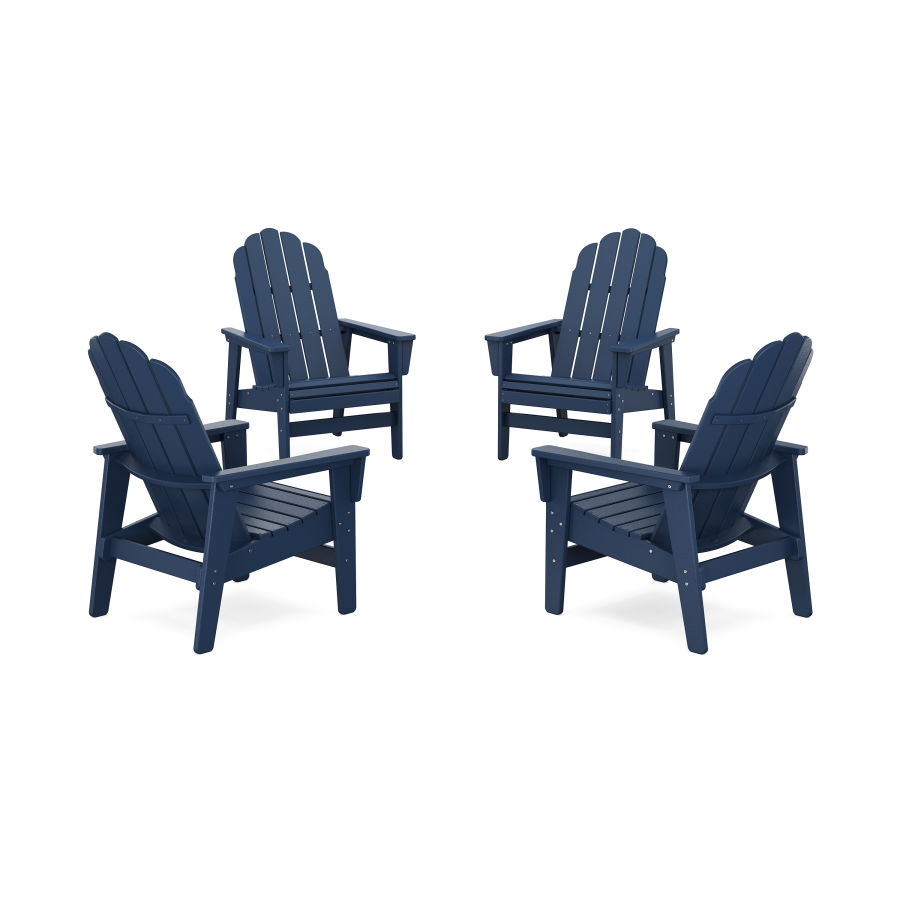 POLYWOOD 4-Piece Vineyard Grand Upright Adirondack Chair Conversation Set in Navy