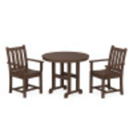 Traditional Garden 3-Piece Round Dining Set in Mahogany