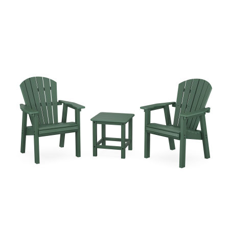 Seashell 3-Piece Upright Adirondack Chair Set in Green
