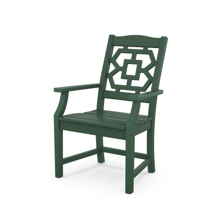 POLYWOOD Chinoiserie Dining Arm Chair in Green