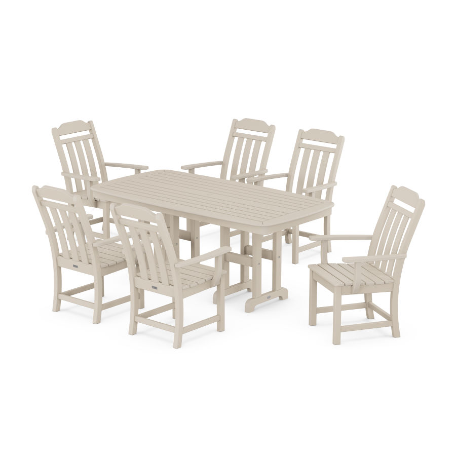 POLYWOOD Country Living Arm Chair 7-Piece Dining Set in Sand