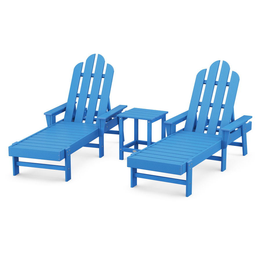 POLYWOOD Long Island Chaise 3-Piece Set in Pacific Blue