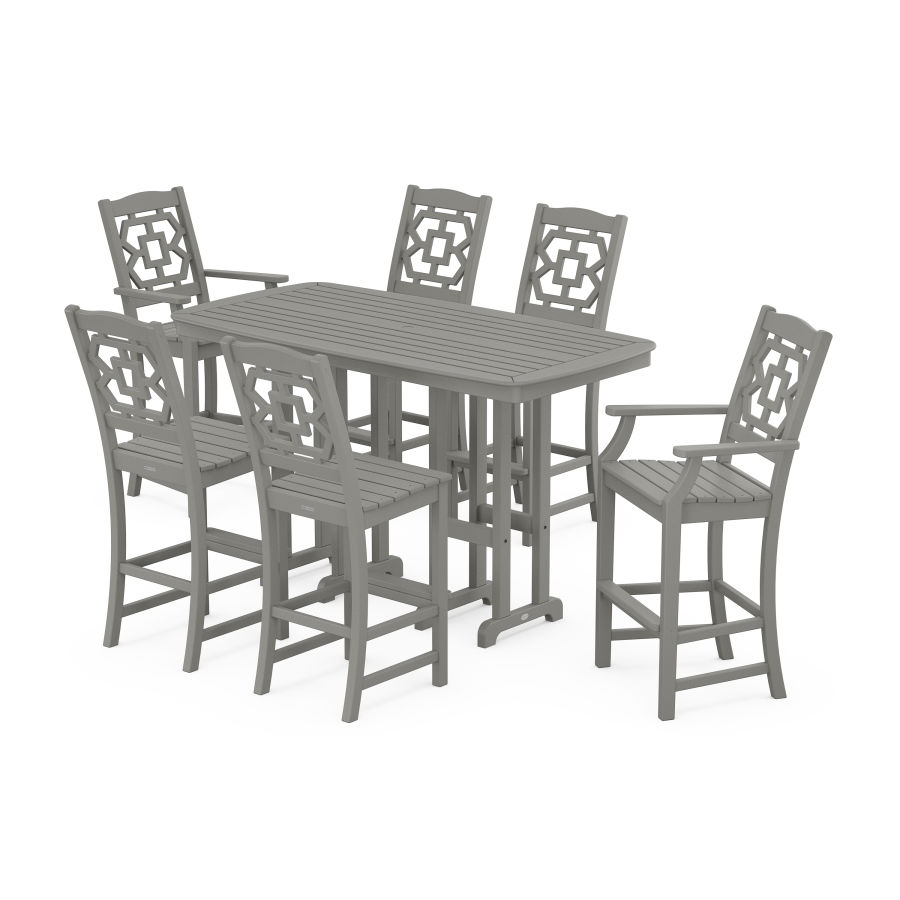 POLYWOOD Chinoiserie 7-Piece Bar Set in Slate Grey