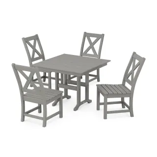 POLYWOOD Braxton Side Chair 5-Piece Farmhouse Dining Set