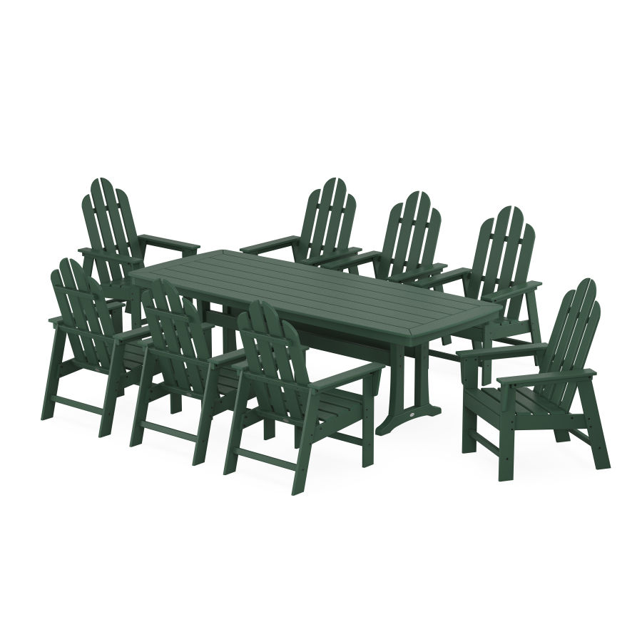 POLYWOOD Long Island 9-Piece Dining Set with Trestle Legs in Green