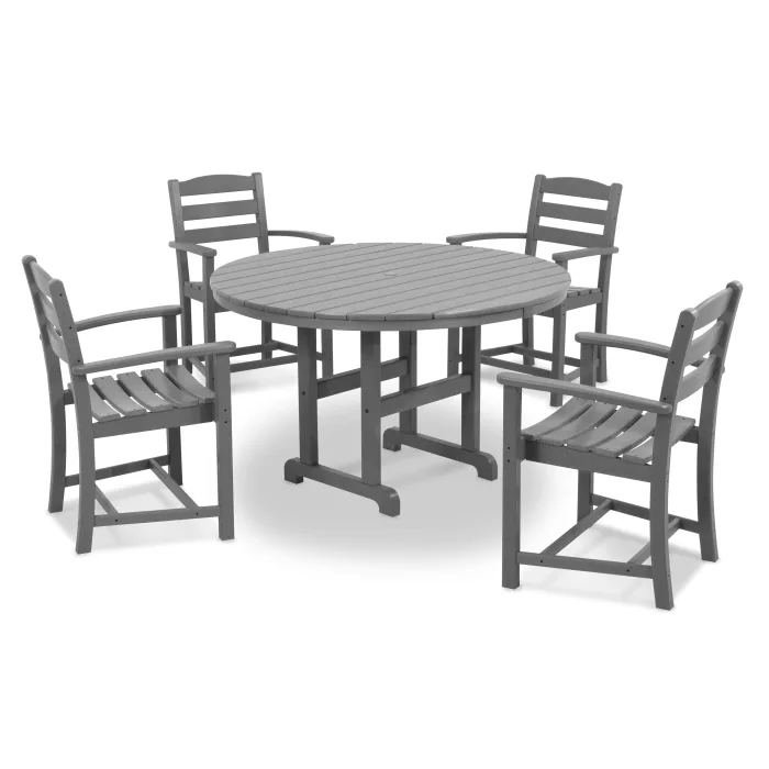 POLYWOOD La Casa Café 5-Piece Round Farmhouse Dining Set