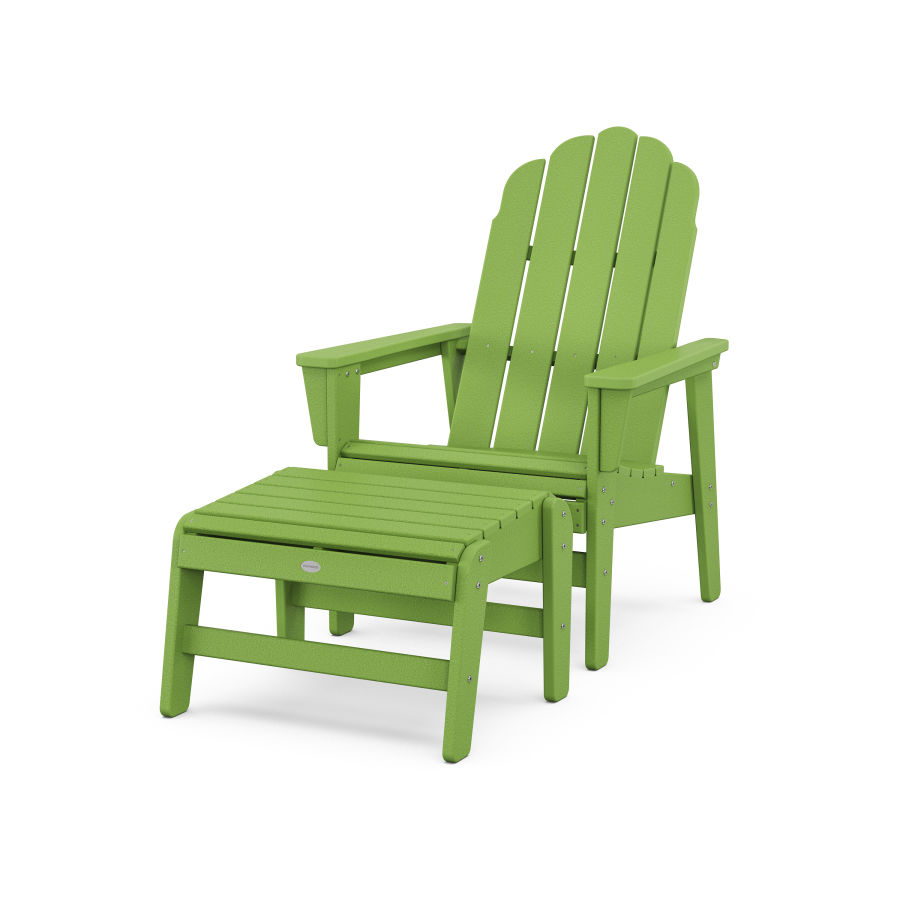POLYWOOD Vineyard Grand Upright Adirondack Chair with Ottoman in Lime