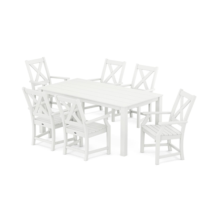 POLYWOOD Braxton Arm Chair 7-Piece Parsons Dining Set in White