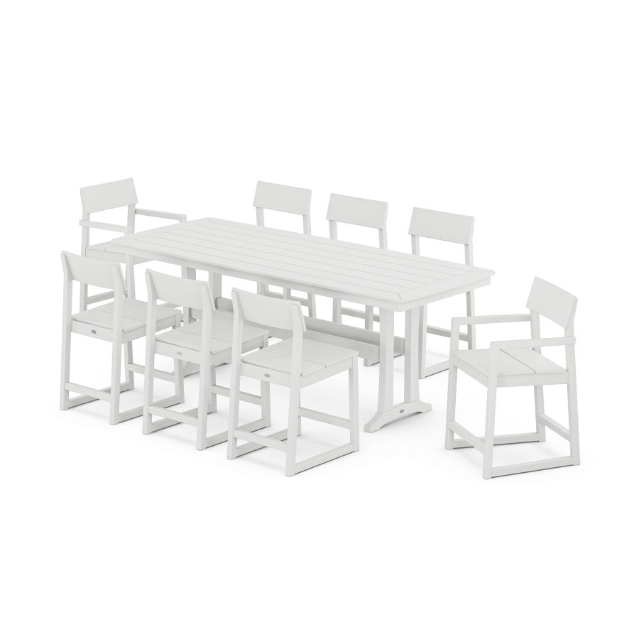 POLYWOOD EDGE 9-Piece Counter Set with Trestle Legs in White