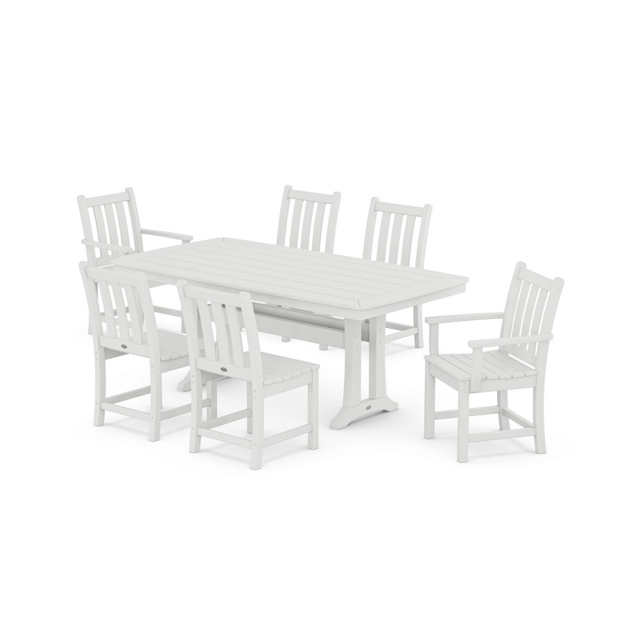 POLYWOOD Traditional Garden 7-Piece Dining Set with Trestle Legs in White