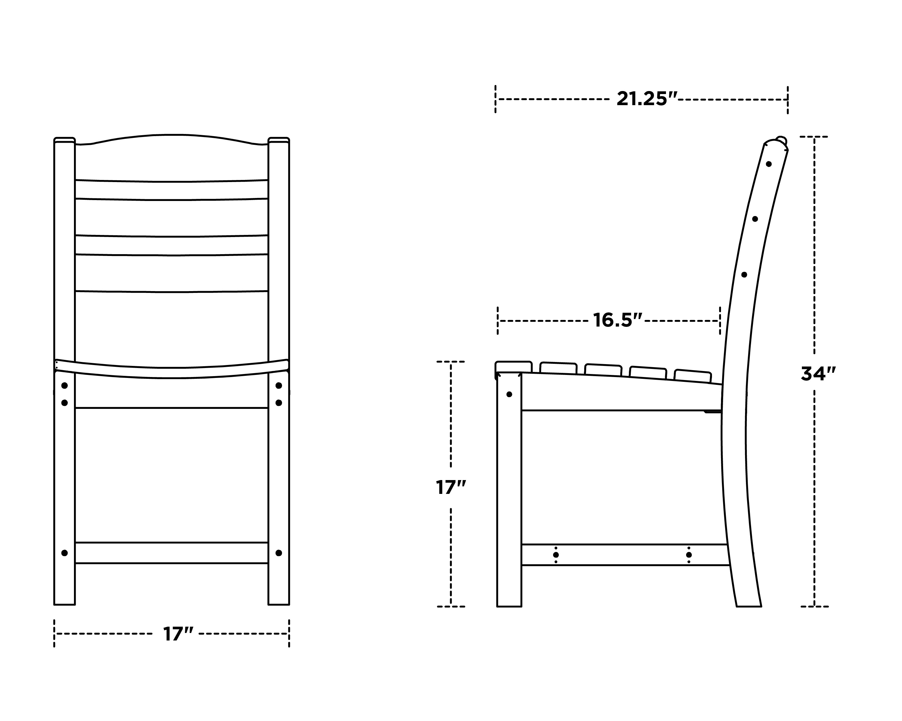 Dimensions for La Casa Café Dining Side Chair