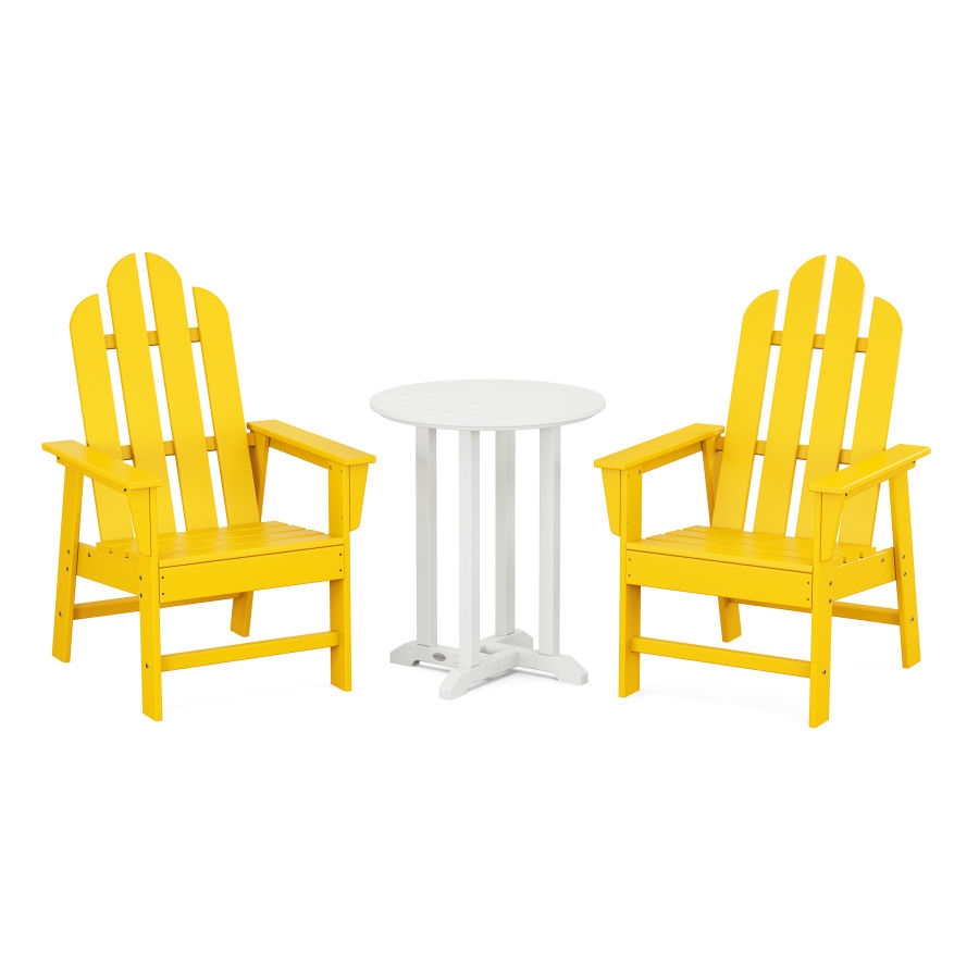 POLYWOOD Long Island 3-Piece Round Dining Set in Lemon / White