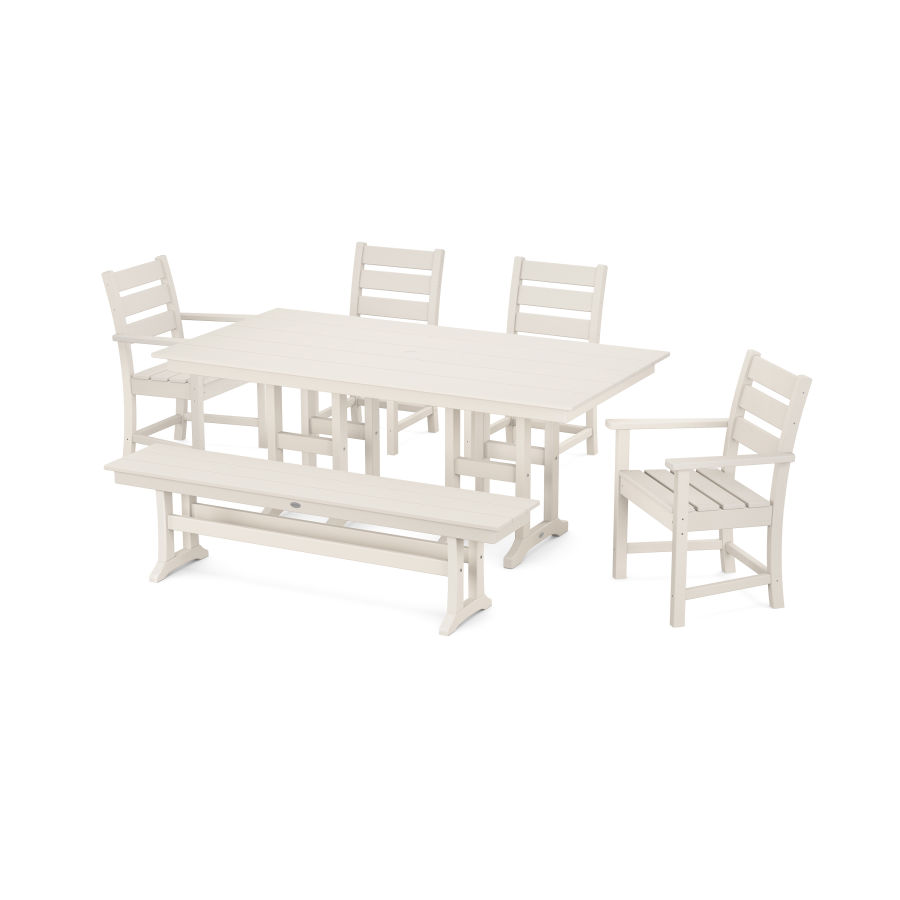 POLYWOOD Grant Park 6-Piece Farmhouse Dining Set with Bench in Sand