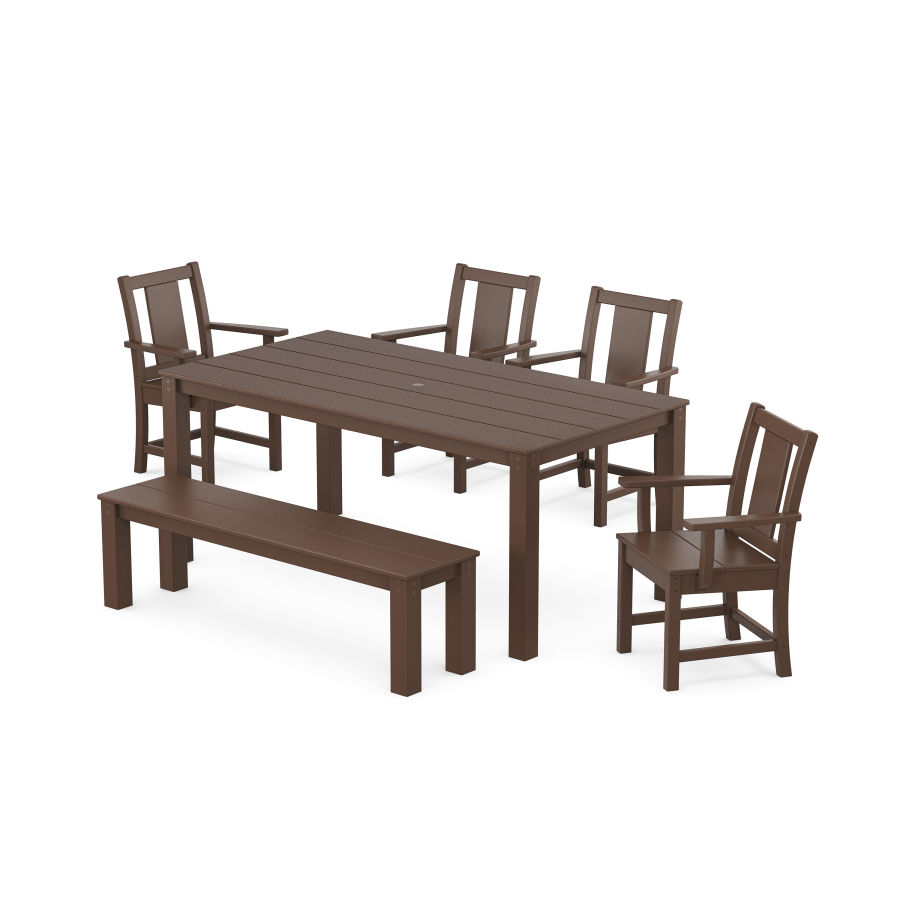 POLYWOOD Prairie 6-Piece Parsons Dining Set with Bench in Mahogany