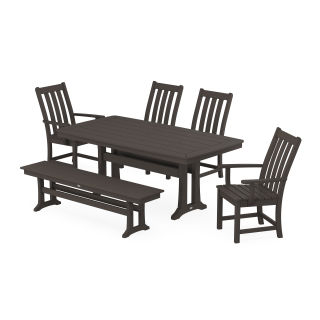 POLYWOOD Vineyard 6-Piece Dining Set with Trestle Legs in Vintage Finish