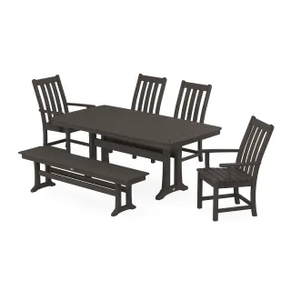 POLYWOOD Vineyard 6-Piece Dining Set with Trestle Legs in Vintage Finish