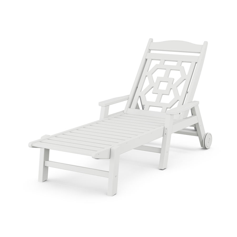 POLYWOOD Chinoiserie Chaise Lounge in White