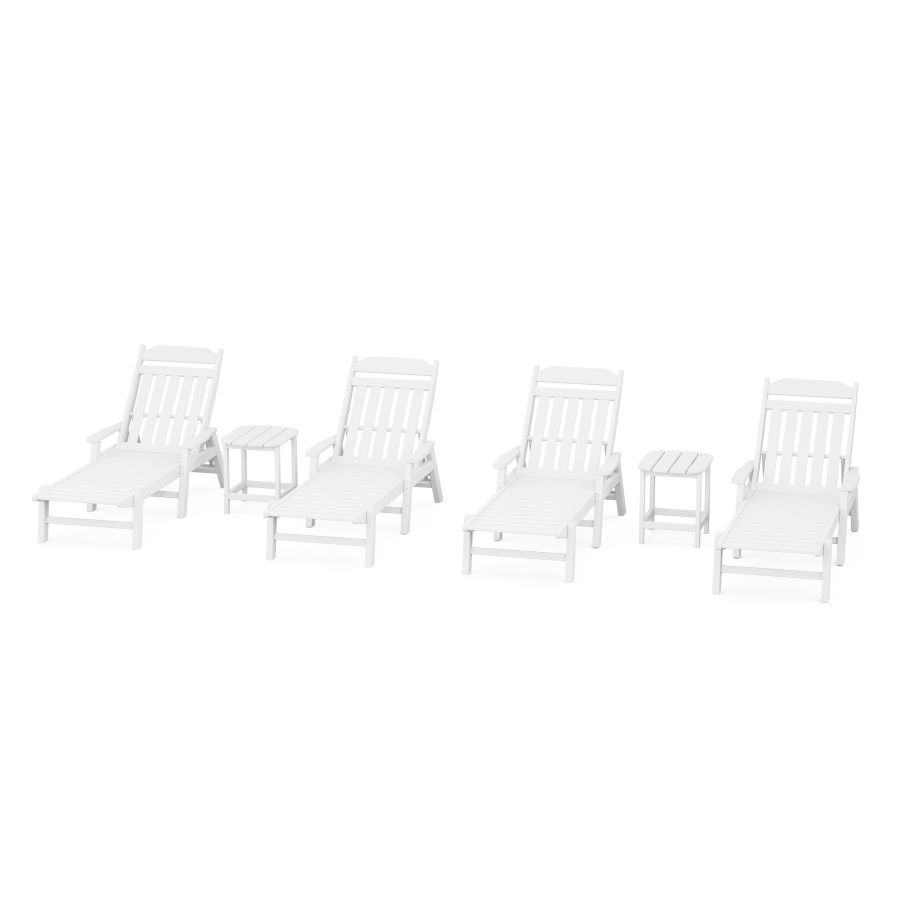 POLYWOOD Country Living 6-Piece Chaise Set with Arms in White