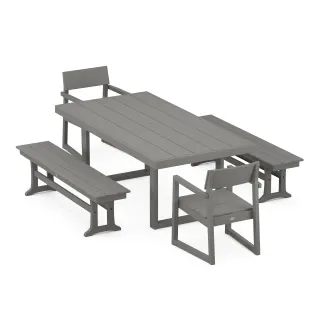 POLYWOOD EDGE 5-Piece Dining Set with Benches