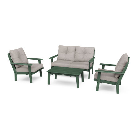 POLYWOOD Lakeside 4-Piece Deep Seating Set in Green / Weathered Tweed