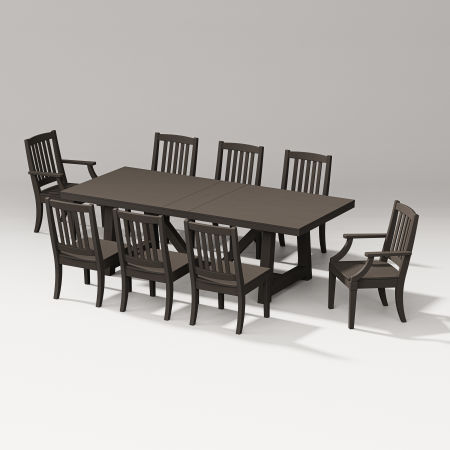 Estate 9-Piece A-Frame Table Dining Set in Vintage Coffee