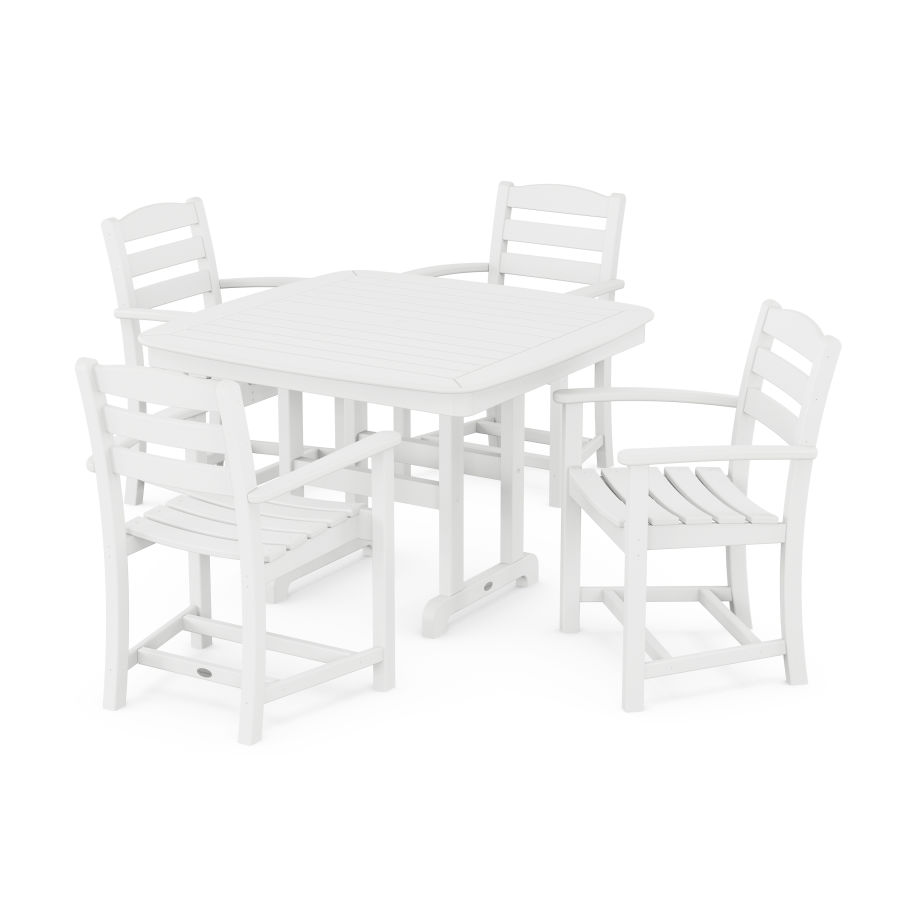 POLYWOOD La Casa Café 5-Piece Dining Set with Trestle Legs in White