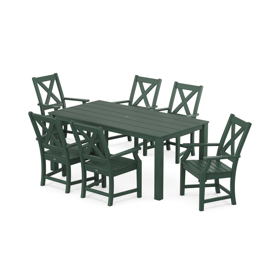 POLYWOOD Braxton Arm Chair 7-Piece Parsons Dining Set in Green
