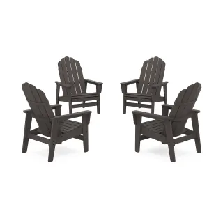 POLYWOOD 4-Piece Vineyard Grand Upright Adirondack Chair Conversation Set in Vintage Finish