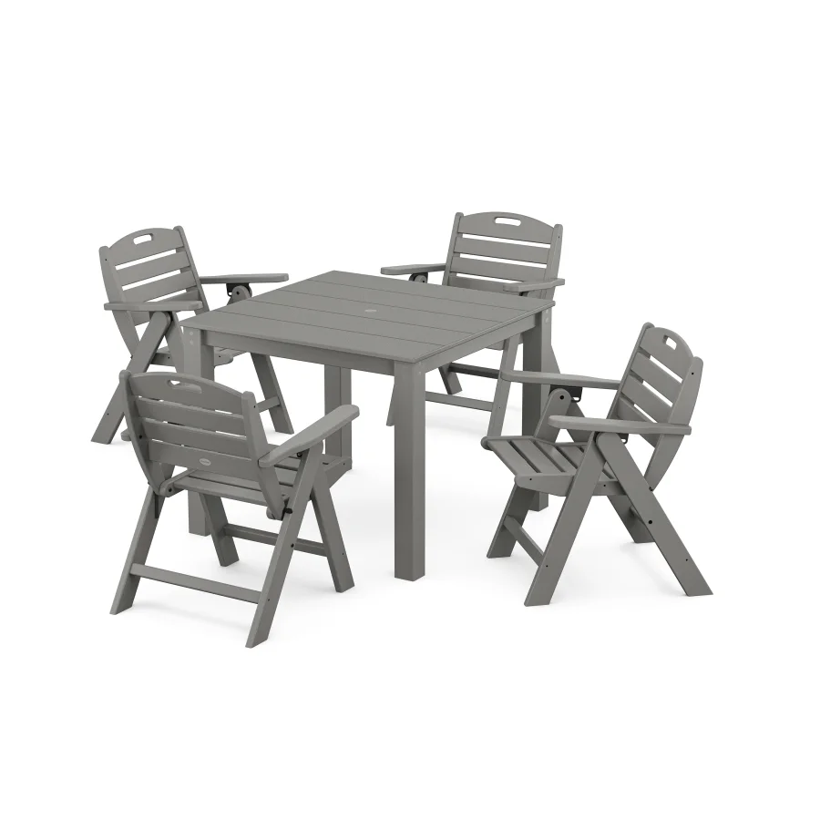 POLYWOOD Nautical Folding Lowback Chair 5-Piece Parsons Dining Set