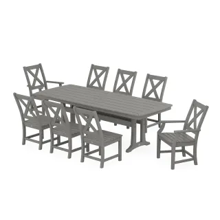 POLYWOOD Braxton 9-Piece Dining Set with Trestle Legs