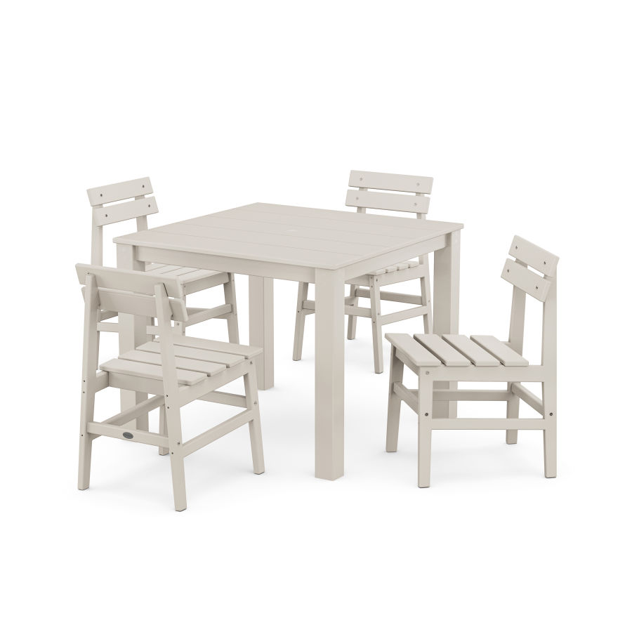 POLYWOOD Modern Studio Plaza Chair 5-Piece Parsons Dining Set in Sand