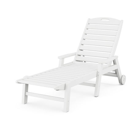 Nautical Chaise with Arms & Wheels in White