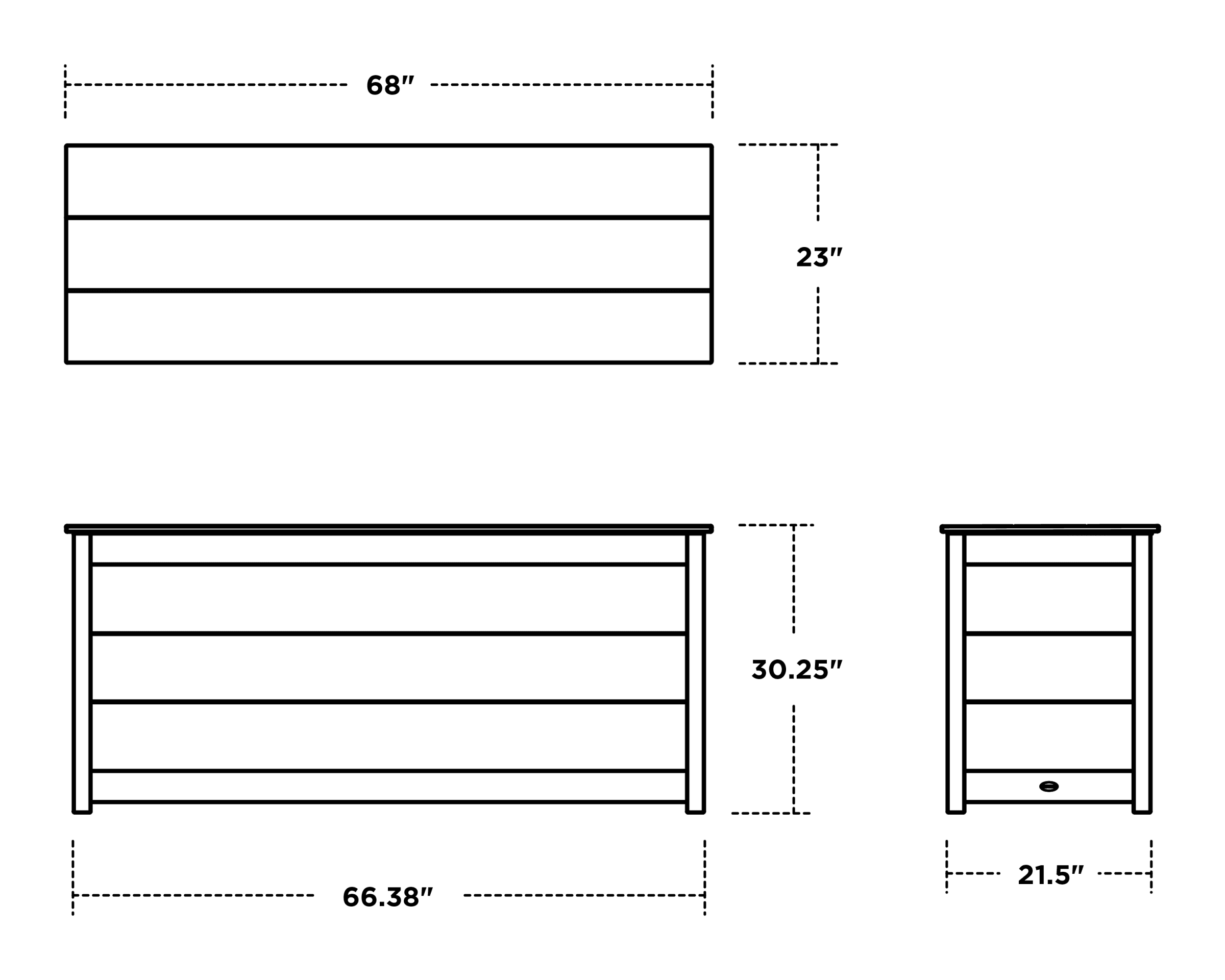 Dimensions for 68" Console Table with Storage