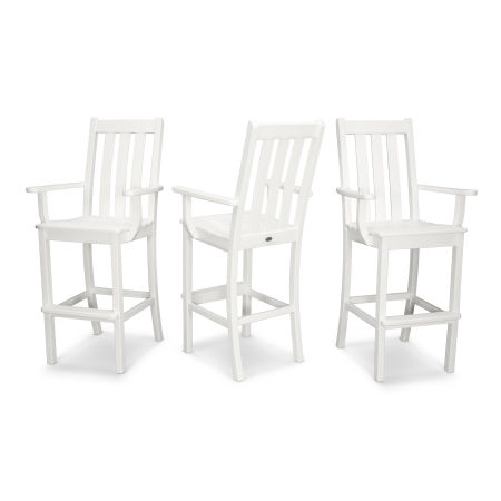 Vineyard Bar Arm Chair 3-Pack in White