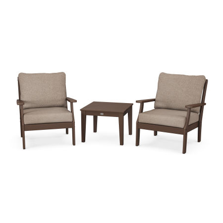 POLYWOOD Braxton 3-Piece Deep Seating Set in Mahogany / Spiced Burlap