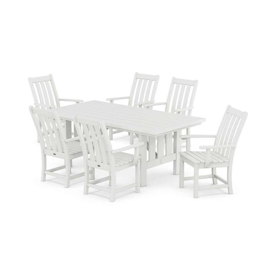 POLYWOOD Vineyard Arm Chair 7-Piece Mission Dining Set in White