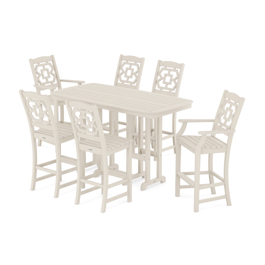 POLYWOOD Chinoiserie 7-Piece Bar Set in Sand